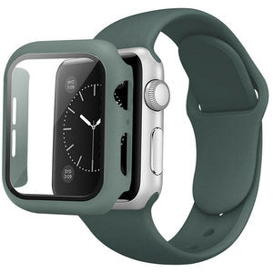 Apple Watch Series 7 45mm - Silicone Strap Band + 360 Case - Div. Kleuren