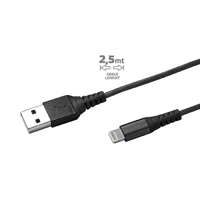 USB Lightning Nylon Kabel 0.25M